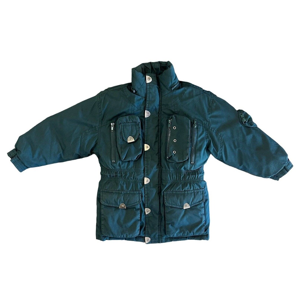 Vintage Aspen Ski Jacket Full Zip Down Feather Filled Forest Green Youth Size 5